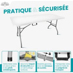 Lot De 2 Tables Pliantes De Camping 180 Cm Rectangulaire Blanche - Table De Jardin 8 Personnes L180 X L74 X H74cm En HDPE Haute Densité Épaisseur 3,5 Cm - Pieds En Acier Pelliculé Gris 10 Lot De 2 Tables Pliantes De Camping 180 Cm Rectangulaire Blanche - Table De Jardin 8 Personnes L180 X L74 X H74cm En HDPE Haute Densité Épaisseur 3,5 Cm - Pieds En Acier Pelliculé Gris -Promos Garde Plante Boutique 18215512 4