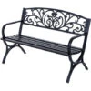 Outsunny Banc De Jardin Terrasse En Acier Fonte Noir 3 Places 127 X 60 X 85 Cm Charge Max 250 Kg