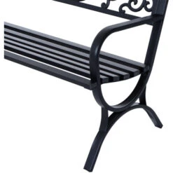 Outsunny Banc De Jardin Terrasse En Acier Fonte Noir 3 Places 127 X 60 X 85 Cm Charge Max 250 Kg -Promos Garde Plante Boutique 18304341 5