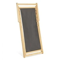 Lot De 2 Chaises Longues Pliantes Chilienne Bois Toile Gris Anthracite -Promos Garde Plante Boutique 18322195 4