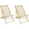 Lot De 2 Chaises Longues Pliantes Chilienne Bois Toile écrue 2 Lot De 2 Chaises Longues Pliantes Chilienne Bois Toile écrue -Promos Garde Plante Boutique 18322196 1