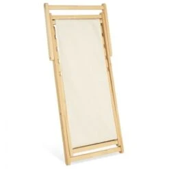 Lot De 2 Chaises Longues Pliantes Chilienne Bois Toile écrue -Promos Garde Plante Boutique 18322196 4