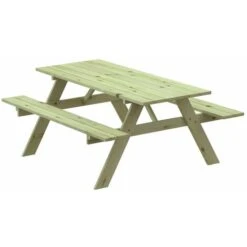 Promos Garde Plante Boutique 9 Table Pique-Nique En Bois Traité Solid 28 Mm Avec Banc 177x151x77 Cm 6/8 Personnes