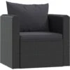 Fauteuil Avec Coussins Résine Tressée Noir VidaXL -Promos Garde Plante Boutique 18379421 1