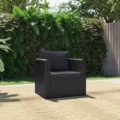 Fauteuil Avec Coussins Résine Tressée Noir VidaXL -Promos Garde Plante Boutique 18379421 2