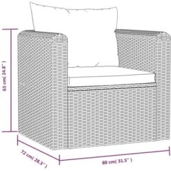 Fauteuil Avec Coussins Résine Tressée Noir VidaXL -Promos Garde Plante Boutique 18379421 3