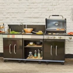 Desserte De Jardin - Avec évier Sur Roues Pour Barbecue Gaz - Noir / Inox - Compatible Fidji 3 Et 4 - Cuisine Extérieure - Cook'In Garden 8 Desserte De Jardin - Avec évier Sur Roues Pour Barbecue Gaz - Noir / Inox - Compatible Fidji 3 Et 4 - Cuisine Extérieure - Cook'In Garden -Promos Garde Plante Boutique 18389909 3