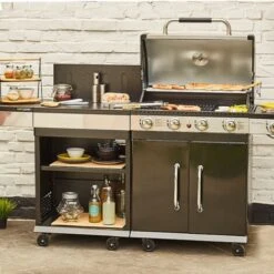 Desserte De Jardin - Noir / Inox - Module Compatible Fidji 3 Et 4 - Cuisine Extérieure - Cook'In Garden -Promos Garde Plante Boutique 18390114 3