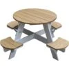 AXI UFO Table De Pique Nique Ronde Pour Enfants En Bois Table Ronde Enfant Pour Le Jardin En Marron Et Blanc Avec 4 Sièges