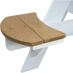 AXI UFO Table De Pique Nique Ronde Pour Enfants En Bois Table Ronde Enfant Pour Le Jardin En Marron Et Blanc Avec 4 Sièges -Promos Garde Plante Boutique 18396662 4