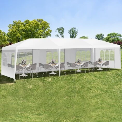 COSTWAY Tonnelle De Jardin/Barnum 9L X 3l X 2,6H M Tente De Réception Avec 5 Parois Amovibles Piquets De Terre Et Fenêtre Sur Côté 4 COSTWAY Tonnelle De Jardin/Barnum 9L X 3l X 2,6H M Tente De Réception Avec 5 Parois Amovibles Piquets De Terre Et Fenêtre Sur Côté – Image 2