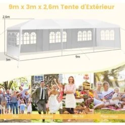 COSTWAY Tonnelle De Jardin/Barnum 9L X 3l X 2,6H M Tente De Réception Avec 5 Parois Amovibles Piquets De Terre Et Fenêtre Sur Côté 10 COSTWAY Tonnelle De Jardin/Barnum 9L X 3l X 2,6H M Tente De Réception Avec 5 Parois Amovibles Piquets De Terre Et Fenêtre Sur Côté -Promos Garde Plante Boutique 18442959 4