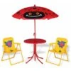 Ensemble 2 Chaises Et 1 Table Pour Enfant Avec Parasol Ajustable Camping Extérieur Terrasse Balcon
