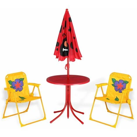 Ensemble 2 Chaises Et 1 Table Pour Enfant Avec Parasol Ajustable Camping Extérieur Terrasse Balcon 5 Ensemble 2 Chaises Et 1 Table Pour Enfant Avec Parasol Ajustable Camping Extérieur Terrasse Balcon – Image 3