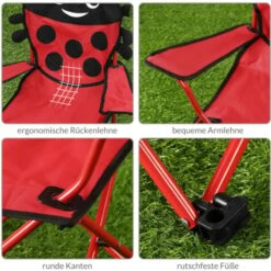 Deuba 2X Chaises Pliables Pour Enfant Motif Coccinelle Couleur Rouge/Noir Intérieur Extérieur Jardin Camping Plage -Promos Garde Plante Boutique 18473611 4