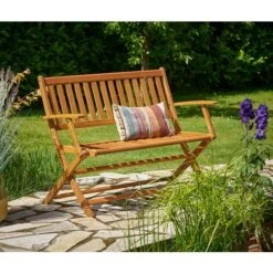 Banc De Jardin Pliable En Bois D'eucalyptus Certifié FSC 2 Places Banc En Bois Terrasse Balcon Jardin Meuble D'extérieur -Promos Garde Plante Boutique 18473829 3