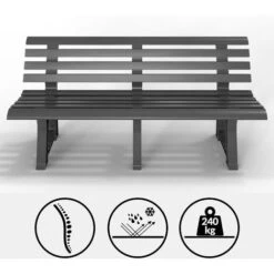 Banc De Jardin Orchidea 3 Places Banc D'extérieur En Plastique Banquette 145x49x74 Cm Jardin Terrasse Parc Anthracite -Promos Garde Plante Boutique 18475253 3