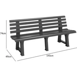Banc De Jardin Orchidea 3 Places Banc D'extérieur En Plastique Banquette 145x49x74 Cm Jardin Terrasse Parc Anthracite -Promos Garde Plante Boutique 18475253 4