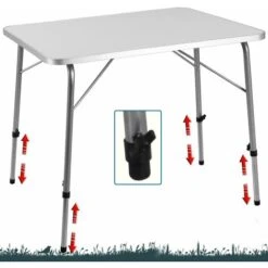 Deuba Table De Camping • 80x54cm • Réglable En Hauteur • Aluminium - Blanc Table De Jardin, Terrasse -Promos Garde Plante Boutique 18476830 3