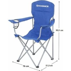 Songmics Lot De 2 Chaises De Camping, Confortable, Structure Robuste, Charge Max De 150 Kg, Avec Porte-Bouteille, Chaise D’extérieur Bleu GCB08BU -Promos Garde Plante Boutique 18630565 5