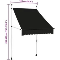Auvent Manuel Rétractable 100 Cm Anthracite VidaXL -Promos Garde Plante Boutique 18754469 3
