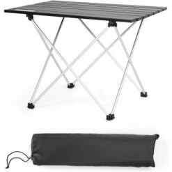 COSTWAY Table De Camping Pliable En Aluminium 56x41x41CM Charge Max 25KG Table De Jardin Avec Sac Portable Pour Camping/Randonnée