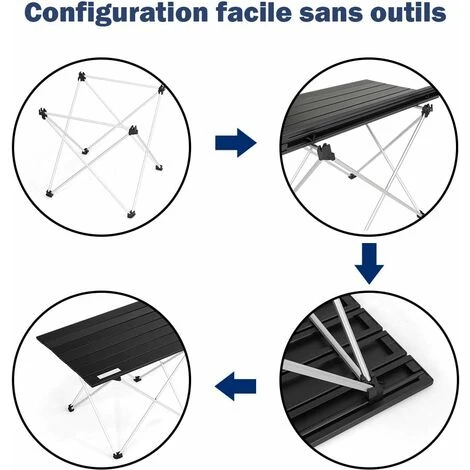 COSTWAY Table De Camping Pliable En Aluminium 56x41x41CM Charge Max 25KG Table De Jardin Avec Sac Portable Pour Camping/Randonnée 4 COSTWAY Table De Camping Pliable En Aluminium 56x41x41CM Charge Max 25KG Table De Jardin Avec Sac Portable Pour Camping/Randonnée – Image 2