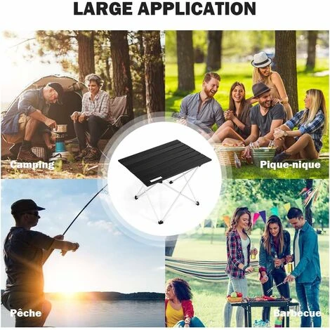COSTWAY Table De Camping Pliable En Aluminium 56x41x41CM Charge Max 25KG Table De Jardin Avec Sac Portable Pour Camping/Randonnée 6 COSTWAY Table De Camping Pliable En Aluminium 56x41x41CM Charge Max 25KG Table De Jardin Avec Sac Portable Pour Camping/Randonnée – Image 4