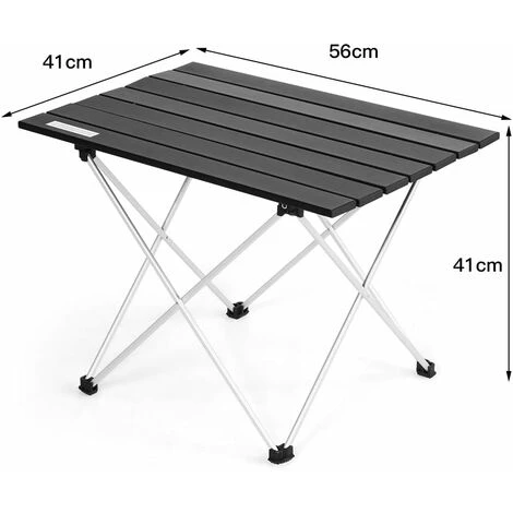 COSTWAY Table De Camping Pliable En Aluminium 56x41x41CM Charge Max 25KG Table De Jardin Avec Sac Portable Pour Camping/Randonnée 7 COSTWAY Table De Camping Pliable En Aluminium 56x41x41CM Charge Max 25KG Table De Jardin Avec Sac Portable Pour Camping/Randonnée – Image 5