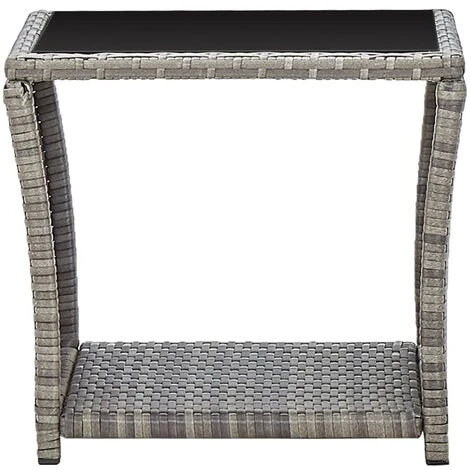 Table Basse Gris 45x45x40 Cm Résine Tressée Et Verre VidaXL 4 Table Basse Gris 45x45x40 Cm Résine Tressée Et Verre VidaXL – Image 2