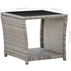 Table Basse Gris 45x45x40 Cm Résine Tressée Et Verre VidaXL 9 Table Basse Gris 45x45x40 Cm Résine Tressée Et Verre VidaXL -Promos Garde Plante Boutique 19230133 3