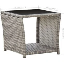 Table Basse Gris 45x45x40 Cm Résine Tressée Et Verre VidaXL 11 Table Basse Gris 45x45x40 Cm Résine Tressée Et Verre VidaXL -Promos Garde Plante Boutique 19230133 5