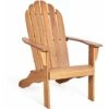COSTWAY Chaise De Jardin Adirondack En En Bois D'Acacia Certifié FSC Résistant Aux Intempéries Avec Dossier Incurvé Charge 170KG Pour Patio Extérieur Naturel