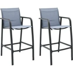 Chaises De Bar De Jardin 2 Pcs Gris Txtilène VidaXL