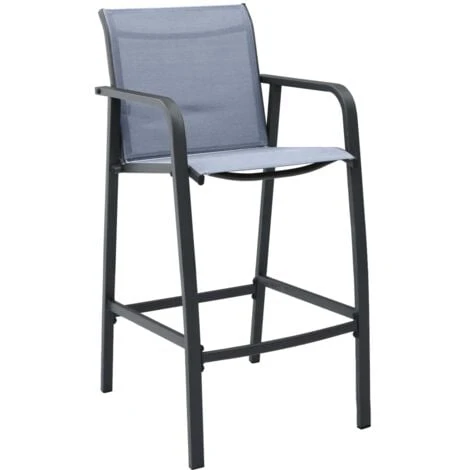 Chaises De Bar De Jardin 2 Pcs Gris Txtilène VidaXL 4 Chaises De Bar De Jardin 2 Pcs Gris Txtilène VidaXL – Image 2