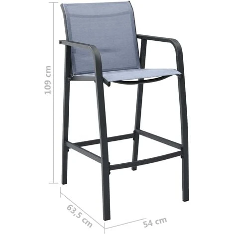Chaises De Bar De Jardin 2 Pcs Gris Txtilène VidaXL 5 Chaises De Bar De Jardin 2 Pcs Gris Txtilène VidaXL – Image 3