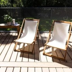 Lot De 2 Transats Fidgi En Acacia écru -Promos Garde Plante Boutique 19507641 3