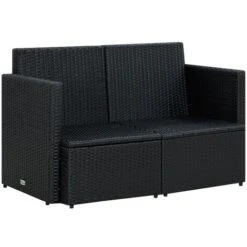 Canapé De Jardin à 2 Places Avec Coussins Noir Résine Tressée VidaXL -Promos Garde Plante Boutique 19546228 5