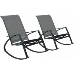 Chaises à Bascule De Jardin 2 Pcs Textilène Gris Foncé VidaXL