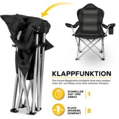 TRESKO Chaise De Camping Pliante NOIR Jusqu'à 150 Kg Chaise De Pêche, Avec Accoudoirs Et Porte-gobelets 10 TRESKO Chaise De Camping Pliante NOIR Jusqu'à 150 Kg Chaise De Pêche, Avec Accoudoirs Et Porte-gobelets -Promos Garde Plante Boutique 19765462 4