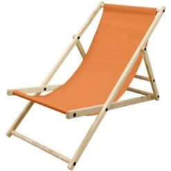 Chaise Longue De Jardin Pliante Bois Bain De Soleil Plage Chilienne Orange 120kg