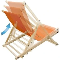 Chaise Longue De Jardin Pliante Bois Bain De Soleil Plage Chilienne Orange 120kg -Promos Garde Plante Boutique 22622398 3