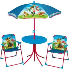 Set De Jardin Enfant - Pat'Patrouille - Table Parasol Et 2 Chaises Pliantes