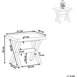 Tabouret De Jardin 51 X 40 Cm Avec Assise En Béton Résistant Et Pieds En Bois Naturel Idéal Pour Extérieur Au Style Scandinave Beliani -Promos Garde Plante Boutique 22778267 3