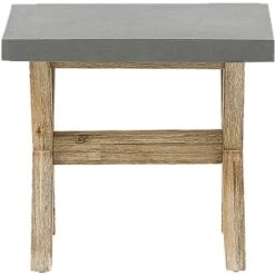 Tabouret De Jardin 51 X 40 Cm Avec Assise En Béton Résistant Et Pieds En Bois Naturel Idéal Pour Extérieur Au Style Scandinave Beliani -Promos Garde Plante Boutique 22778267 4