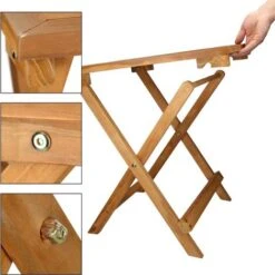 Table Pliante D'appoint Pour Jardin Terrase Table Basse En Bois De Pin 46X46 Cm -Promos Garde Plante Boutique 22949907 3