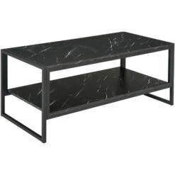 HOMCOM Table Basse Style Moderne Avec 2 Étagères 106 X 50 X 47 Cm Noir