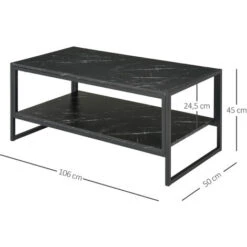 HOMCOM Table Basse Style Moderne Avec 2 Étagères 106 X 50 X 47 Cm Noir -Promos Garde Plante Boutique 22964159 3
