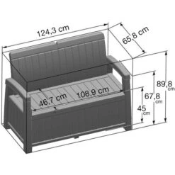 Banc Coffre En Résine Pour Jardin Gardiun Vita Gris Anthracite 124x66x90 Cm 230 L -Promos Garde Plante Boutique 22996644 3