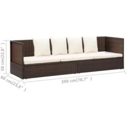 Lit De Jardin Avec Coussin Et Oreillers Résine Tressée Marron VidaXL -Promos Garde Plante Boutique 23089091 3